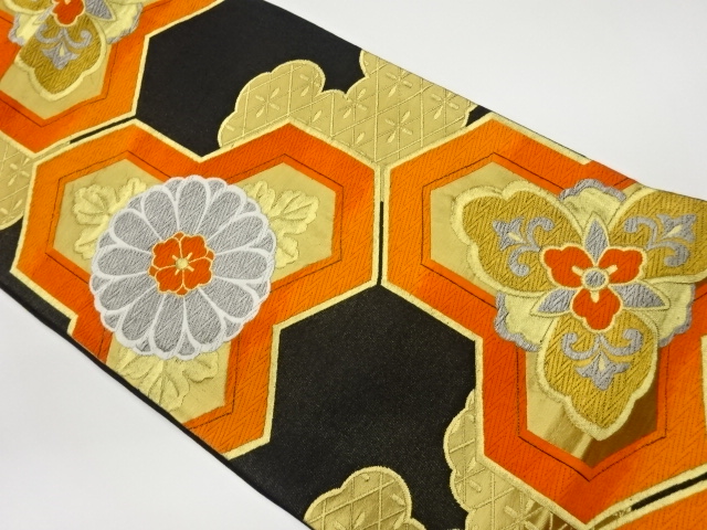 JAPANESE KIMONO / VINTAGE FUKURO OBI / WOVEN CLOUD & KIKU